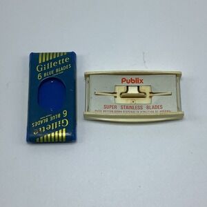Vintage Gillette Blue Blades Metal Dispenser & Publix Blade Dispenser Plastic